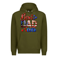 Army Green Best Dad Ever 4th of July Premium Hoodie - LillyAllenDesigns