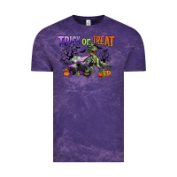 Cloud Purple trick or treat with monster truck and t rex Vintage Tee - CowGirlArtShop