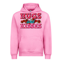 Fuchsia Pink hugs and kisses valentines Urban Hoodie - AdoDesignShop