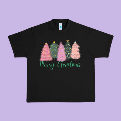 Merry Christmas Trees Urban Heavy Tee Designed By Cowgirlartshop
