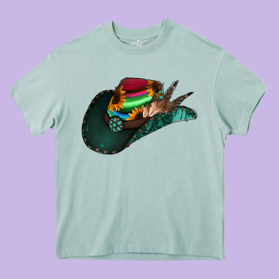 Aztec Sunflower Cowboy Hat Heavy Core Tee Designed By Bettercallsaul