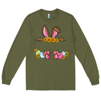 Army Green Western Easter bunny name frame Long Sleeve Tee - OliviaCreatesArt