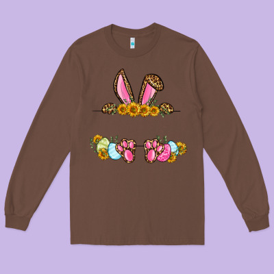 Western Easter Bunny Name Frame Long Sleeve Tee Designed By Oliviacreatesart