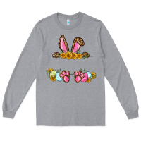 Heather Grey Western Easter bunny name frame Long Sleeve Tee - OliviaCreatesArt