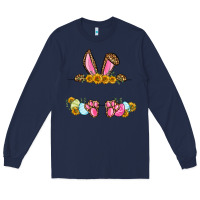 Navy Western Easter bunny name frame Long Sleeve Tee - OliviaCreatesArt
