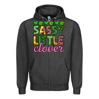 Charcoal Heather sassy little clover st patrick s day Zipper Hoodie - Artiststas