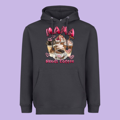 Mama Needs Coffee Heavyweight Hoodie Designed By Barkaloodesign