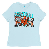 Baby Blue Basketball Mom Ladies Tee - NancyCooperArtShop