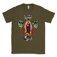 Army Green Our Lady Of Guadalupe Cross Classic Tee - RanaPortraitStore