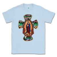Dusty Blue Our Lady Of Guadalupe Cross Classic Tee - RanaPortraitStore