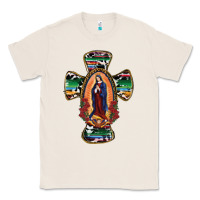 Natural Our Lady Of Guadalupe Cross Classic Tee - RanaPortraitStore