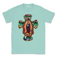 Seafoam Our Lady Of Guadalupe Cross Classic Tee - RanaPortraitStore