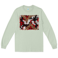 Matcha cowhide buffalo plaid leopad background Long Sleeve Tee - CowCowDesign