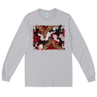 Moon Dust cowhide buffalo plaid leopad background Long Sleeve Tee - CowCowDesign