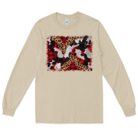 Mushroom cowhide buffalo plaid leopad background Long Sleeve Tee - CowCowDesign