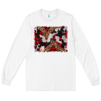 White cowhide buffalo plaid leopad background Long Sleeve Tee - CowCowDesign