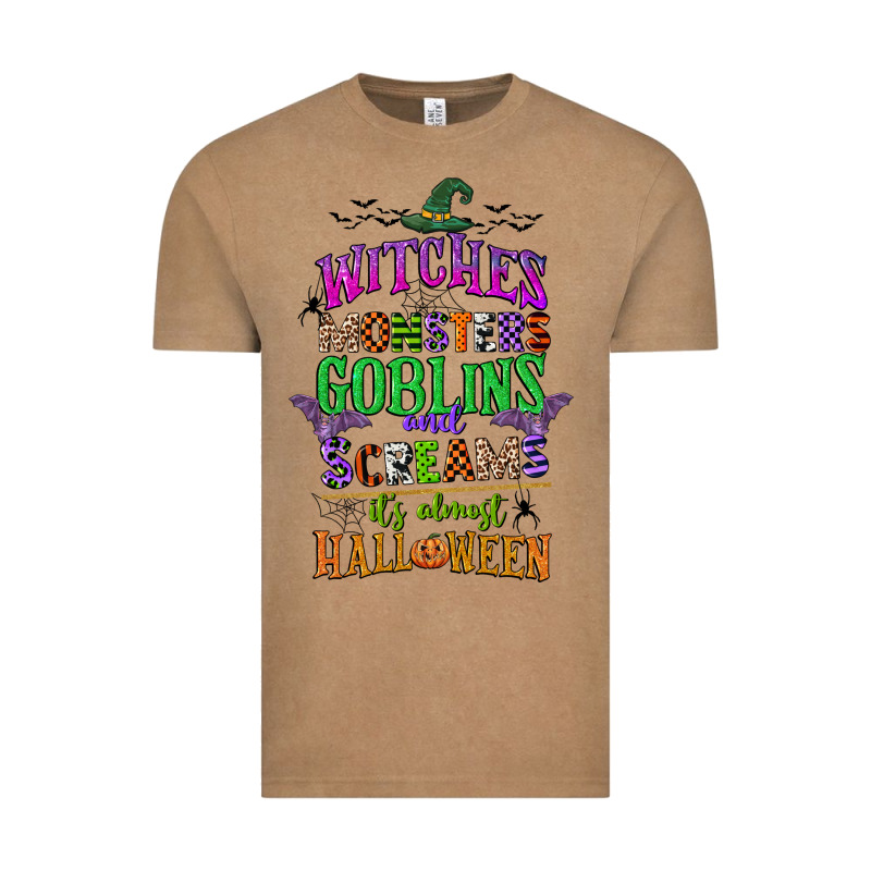 Witches Monsters Goblins And Screams Its Almost Halloween Vintage Tee by CowGirlArtShop | Teevron
