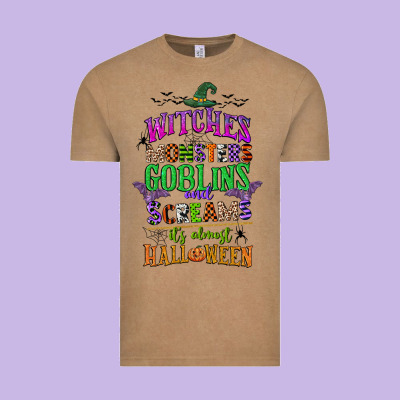 Witches Monsters Goblins And Screams Its Almost Halloween Vintage Tee Designed By Cowgirlartshop