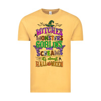 Vintage Mustard witches monsters goblins and screams its almost halloween Vintage Tee - CowGirlArtShop
