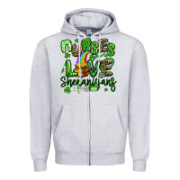 Heather Grey nurses love shenanigans st patricks day Zipper Hoodie - Artiststas