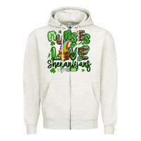 Oatmeal Heather nurses love shenanigans st patricks day Zipper Hoodie - Artiststas