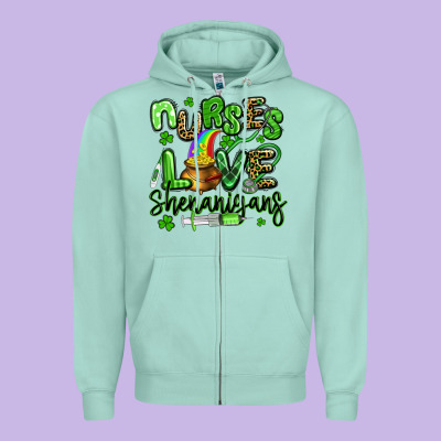 Nurses Love Shenanigans St Patricks Day Zipper Hoodie Designed By Artiststas
