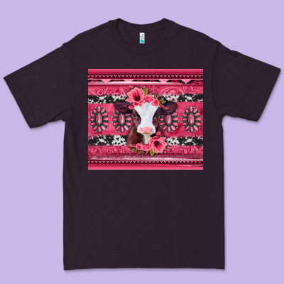 Pink Gemstone Baby Calf Western Valentines Day Premium Tee Designed By Jasminsmagicworld