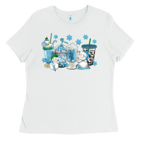 White winter snowman coffee cups Ladies Tee - texasbilliewilder