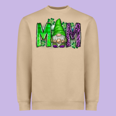 St Patricks Day Mom Gnome Heavyweight Sweatshirt Designed By Cowhidedigitalart
