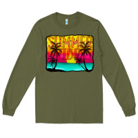 Army Green summer vibes Long Sleeve Tee - CowCowDesign