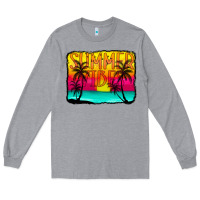 Heather Grey summer vibes Long Sleeve Tee - CowCowDesign