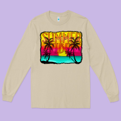 Summer Vibes Long Sleeve Tee Designed By Cowcowdesign