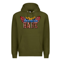 Army Green American Babe With Sunflowers Premium Hoodie - LillyAllenDesigns