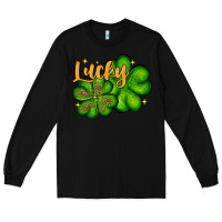Black St. Patrick's Lucky and shamrock Long Sleeve Tee - OliviaCreatesArt