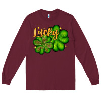 Burgundy St. Patrick's Lucky and shamrock Long Sleeve Tee - OliviaCreatesArt