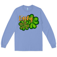 Colony Blue St. Patrick's Lucky and shamrock Long Sleeve Tee - OliviaCreatesArt