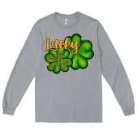 Heather Grey St. Patrick's Lucky and shamrock Long Sleeve Tee - OliviaCreatesArt