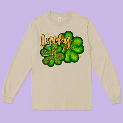 St. Patrick's Lucky And Shamrock Long Sleeve Tee Designed By Oliviacreatesart
