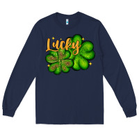 Navy St. Patrick's Lucky and shamrock Long Sleeve Tee - OliviaCreatesArt