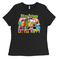 Black stay trippy little hippy Ladies Tee - NancyCooperArtShop