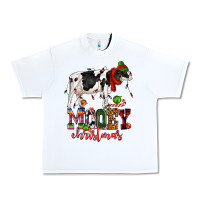 White mooey christmas cow Urban Heavy Tee - CowGirlArtShop