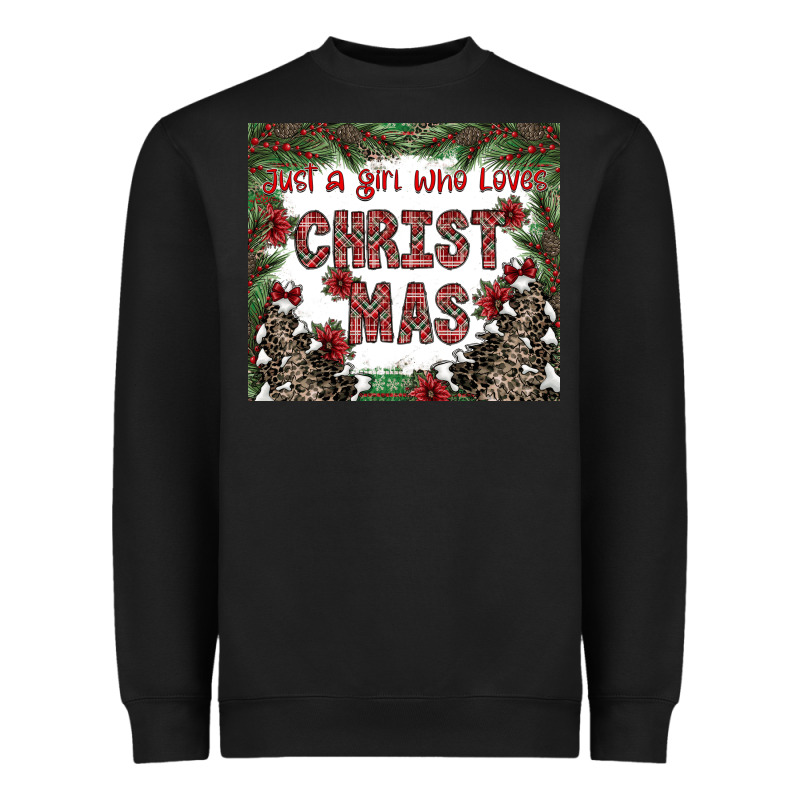 Just A Girl Who Loves Christmas Heavyweight Sweatshirt by CowhideDigitalArt | Teevron