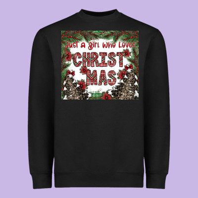Just A Girl Who Loves Christmas Heavyweight Sweatshirt Designed By Cowhidedigitalart