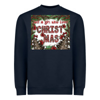 Navy just a girl who loves christmas Heavyweight Sweatshirt - CowhideDigitalArt