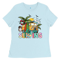 Baby Blue Let's go surfing Ladies Tee - NancyCooperArtShop