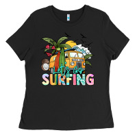 Black Let's go surfing Ladies Tee - NancyCooperArtShop