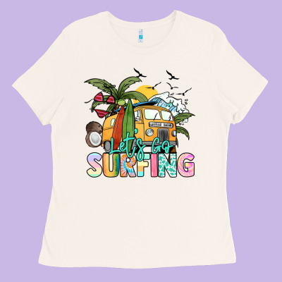 Let's Go Surfing Ladies Tee Designed By Nancycooperartshop