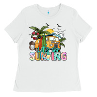 White Let's go surfing Ladies Tee - NancyCooperArtShop