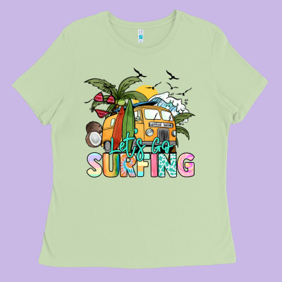 Let's Go Surfing Ladies Tee Designed By Nancycooperartshop