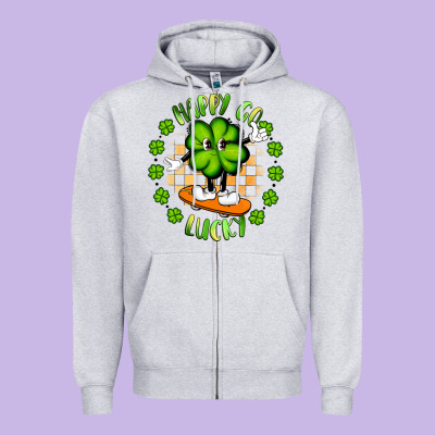 Happy Go Lucky Zipper Hoodie Designed By Artiststas